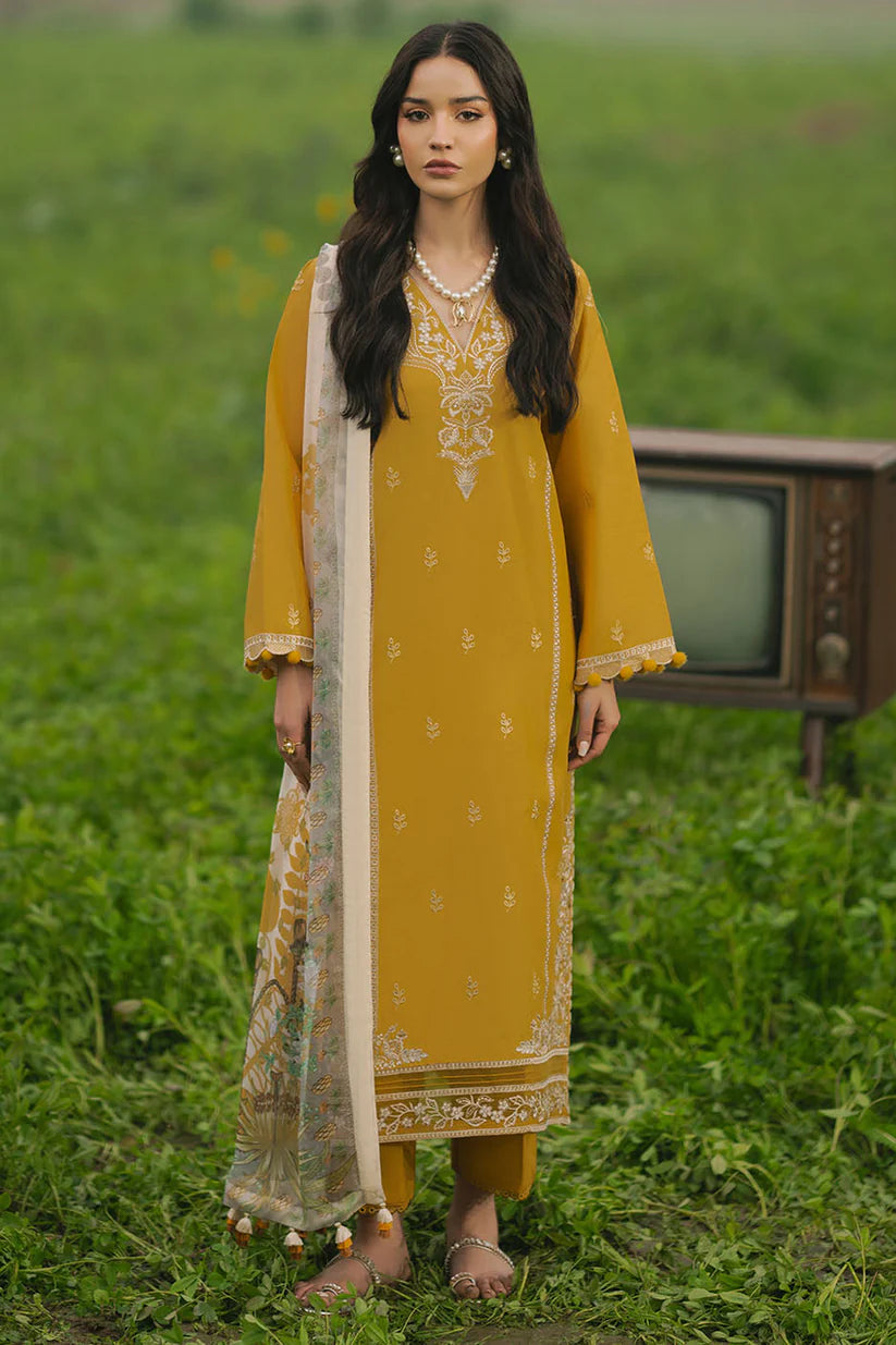 BrandsInn-3PC LAWN EMBROIDERED SHIRT WITH MONARK PRINT DUPATTA AND TROUSER-BI-304