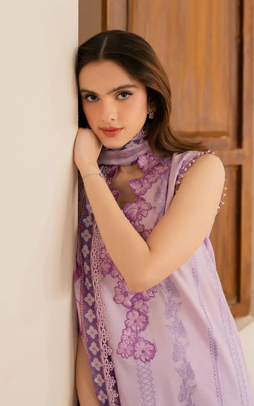 BrandsInn-3PC LAWN EMBROIDERED SHIRT WITH MONARK PRINTED DUPATTA AND TROUSER-BI-349