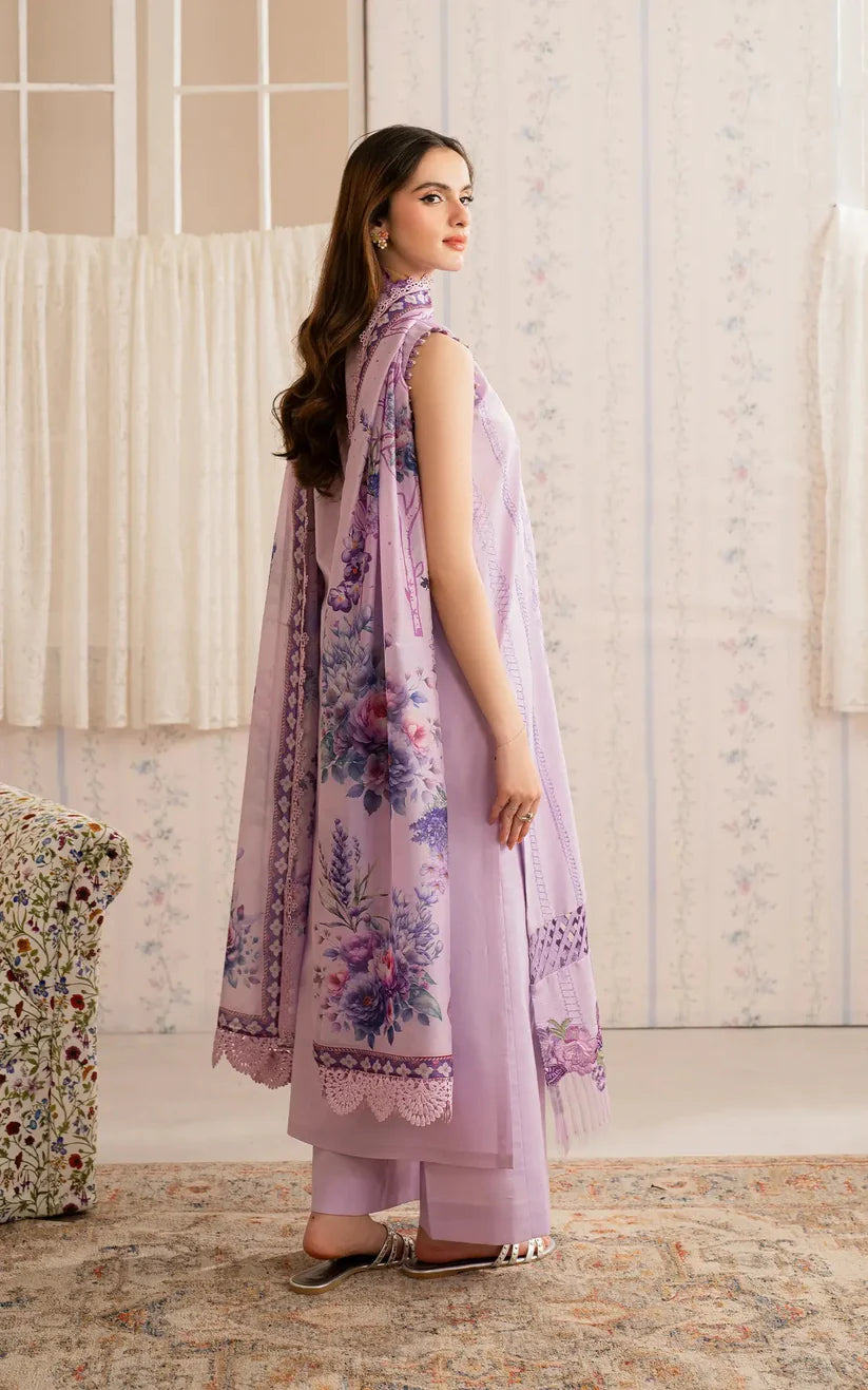BrandsInn-3PC LAWN EMBROIDERED SHIRT WITH MONARK PRINTED DUPATTA AND TROUSER-BI-349