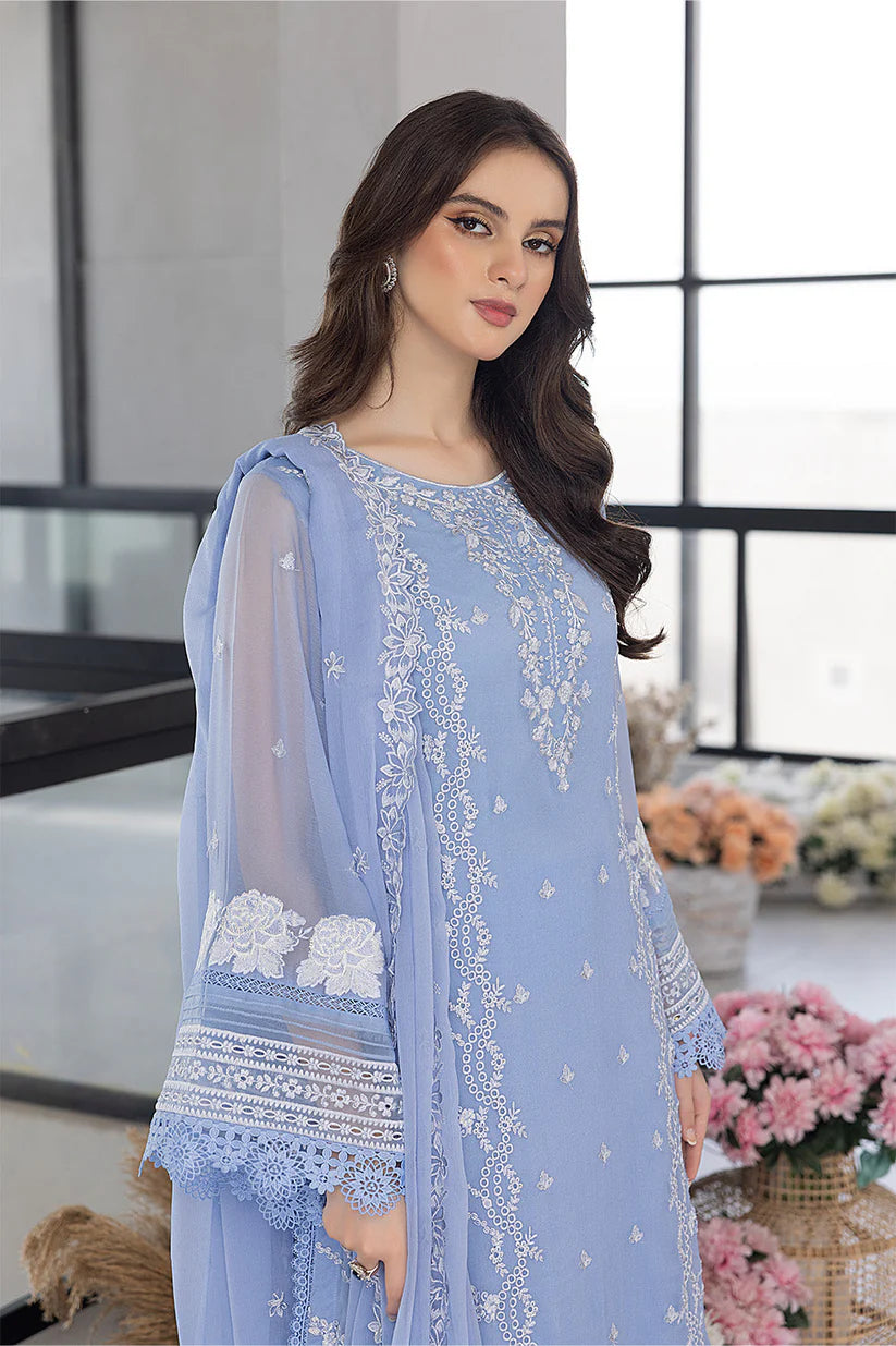 BrandsInn - 3PC ORGANZA EMBROIDERED LAWN SHIRT WITH ORGANZA EMBROIDERED DUPATTA AND TROUSER-BI-205