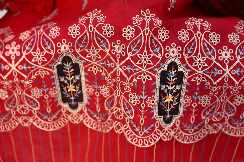 BRANDSINN-3PC KHADDAR CUTWORK EMBROIDERED SHIRT WITH KASHMIRI JACQUARD WOOL SHAWL-BI-4032