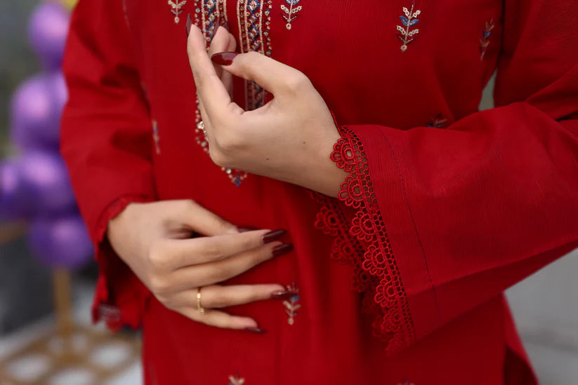 BRANDSINN-3PC KHADDAR CUTWORK EMBROIDERED SHIRT WITH KASHMIRI JACQUARD WOOL SHAWL-BI-4032