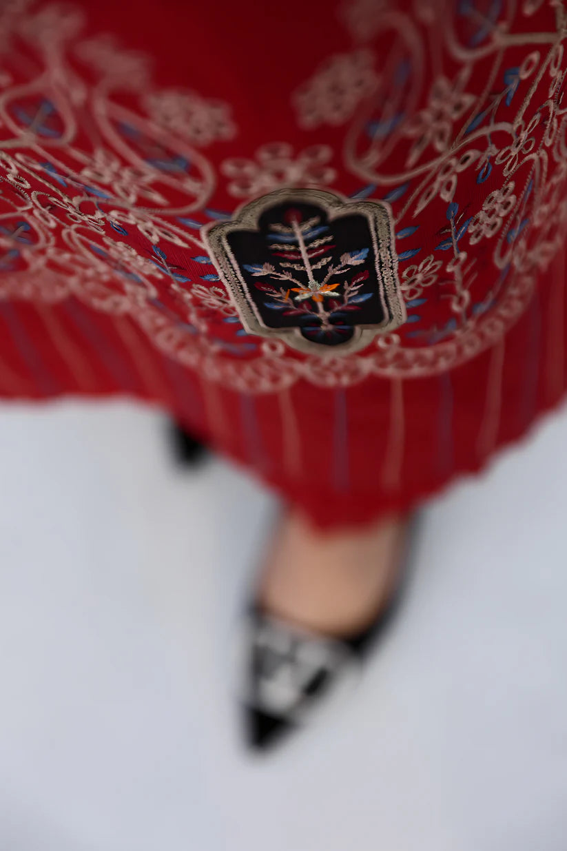 BRANDSINN-3PC KHADDAR CUTWORK EMBROIDERED SHIRT WITH KASHMIRI JACQUARD WOOL SHAWL-BI-4032