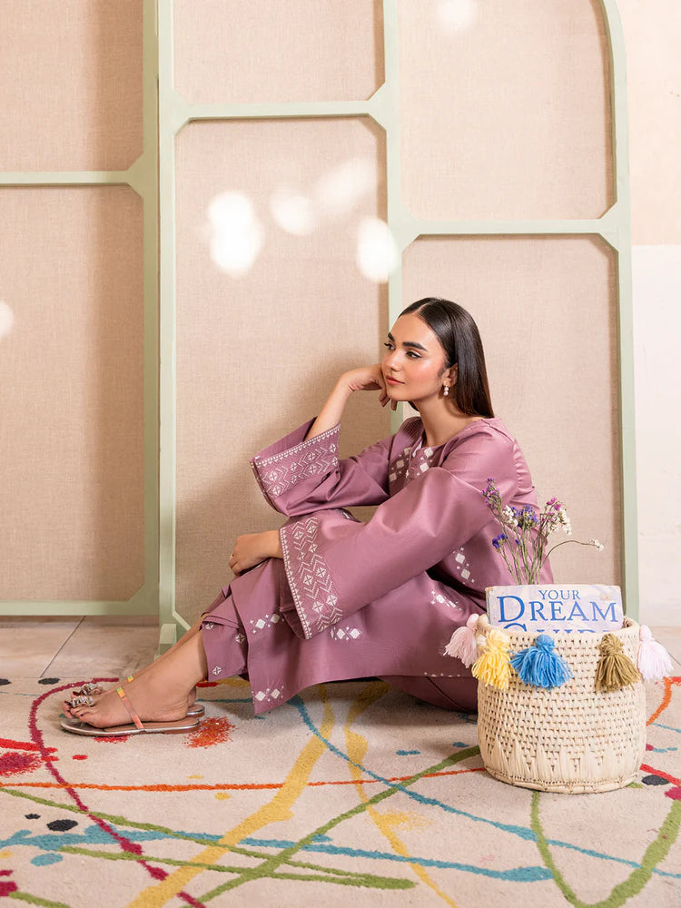 BrandsInn-2PC DHANAK EMBROIDERED SHIRT WITH DHANAK EMBROIDERED TROUSER-BI-103