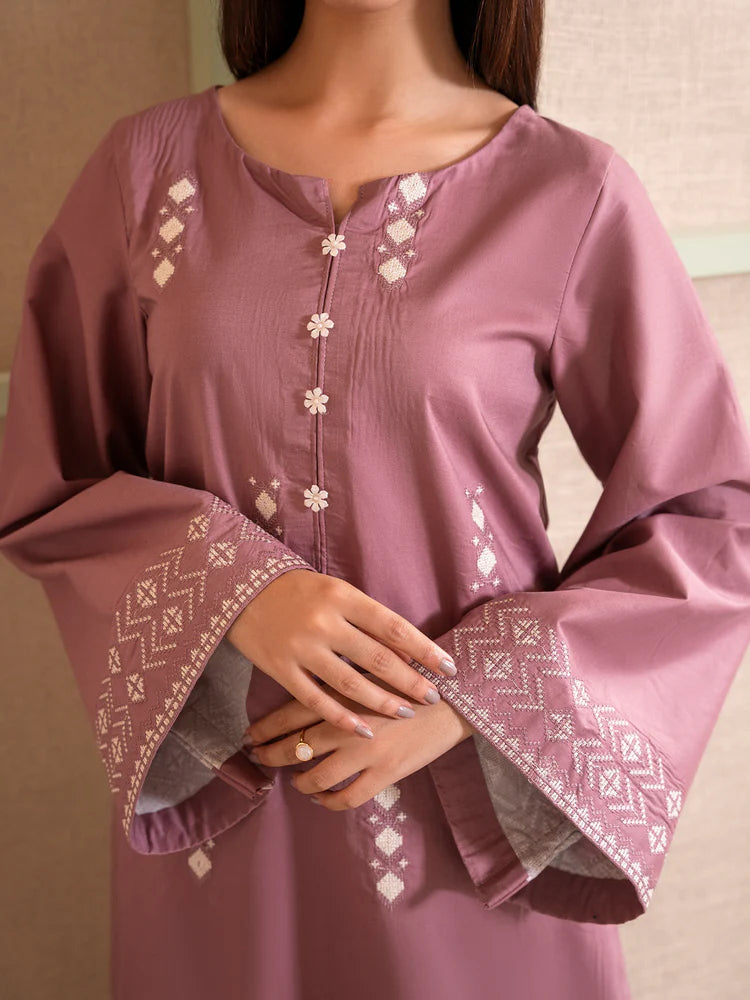 BrandsInn-2PC DHANAK EMBROIDERED SHIRT WITH DHANAK EMBROIDERED TROUSER-BI-103