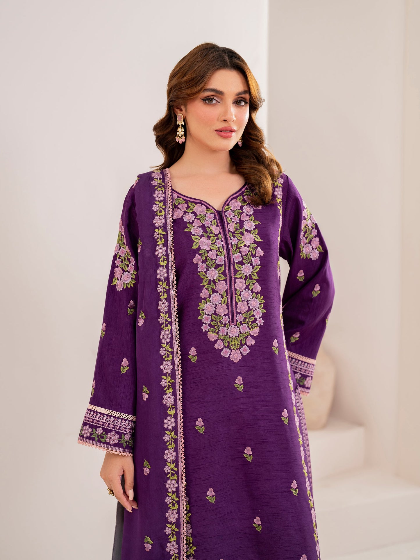 BrandsInn-3PC LAWN EMBROIDERED SHIRT WITH CHIFFON EMBROIDERED DUPATTA AND TROUSER-BI-108