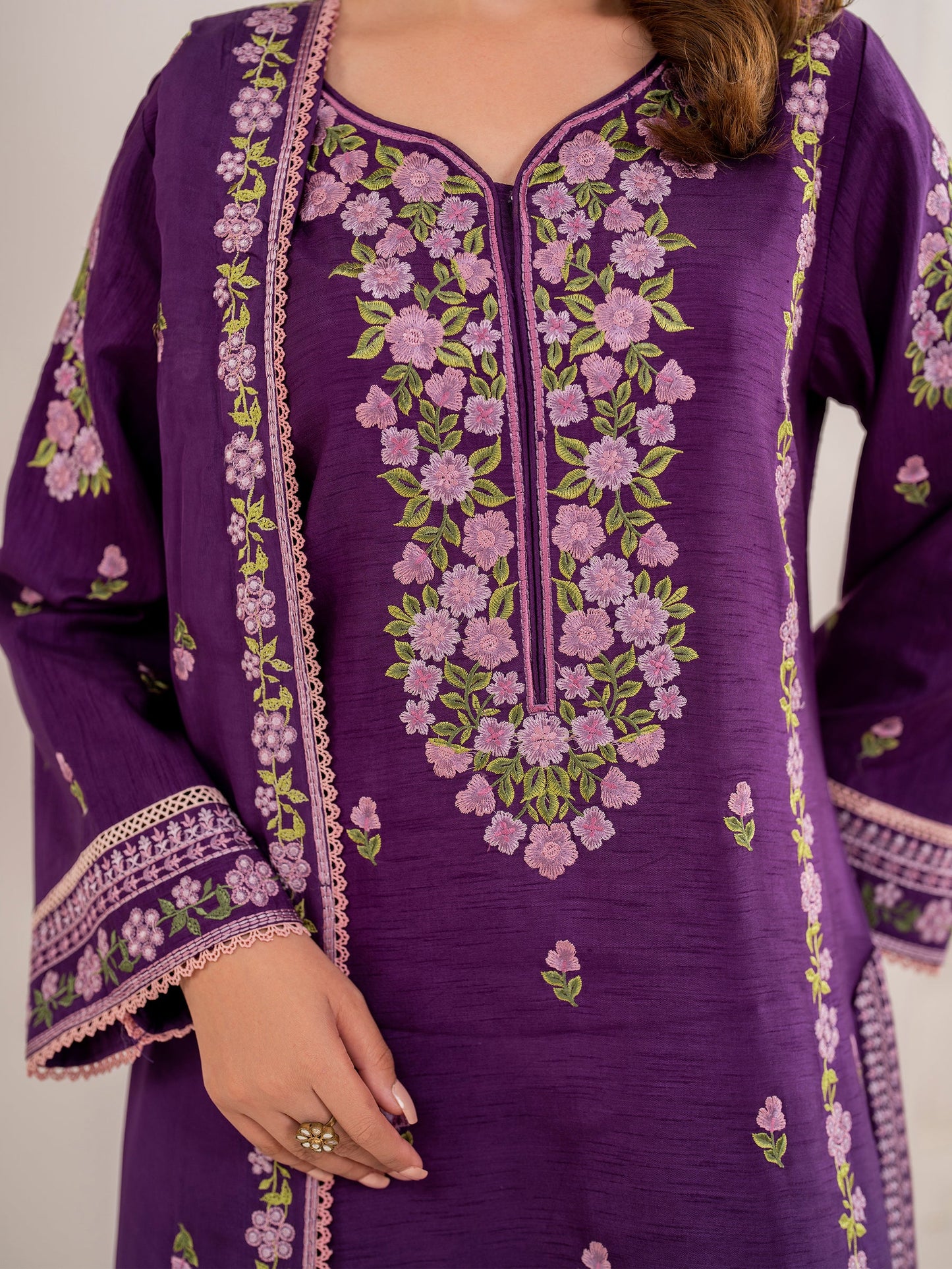 BrandsInn-3PC LAWN EMBROIDERED SHIRT WITH CHIFFON EMBROIDERED DUPATTA AND TROUSER-BI-108