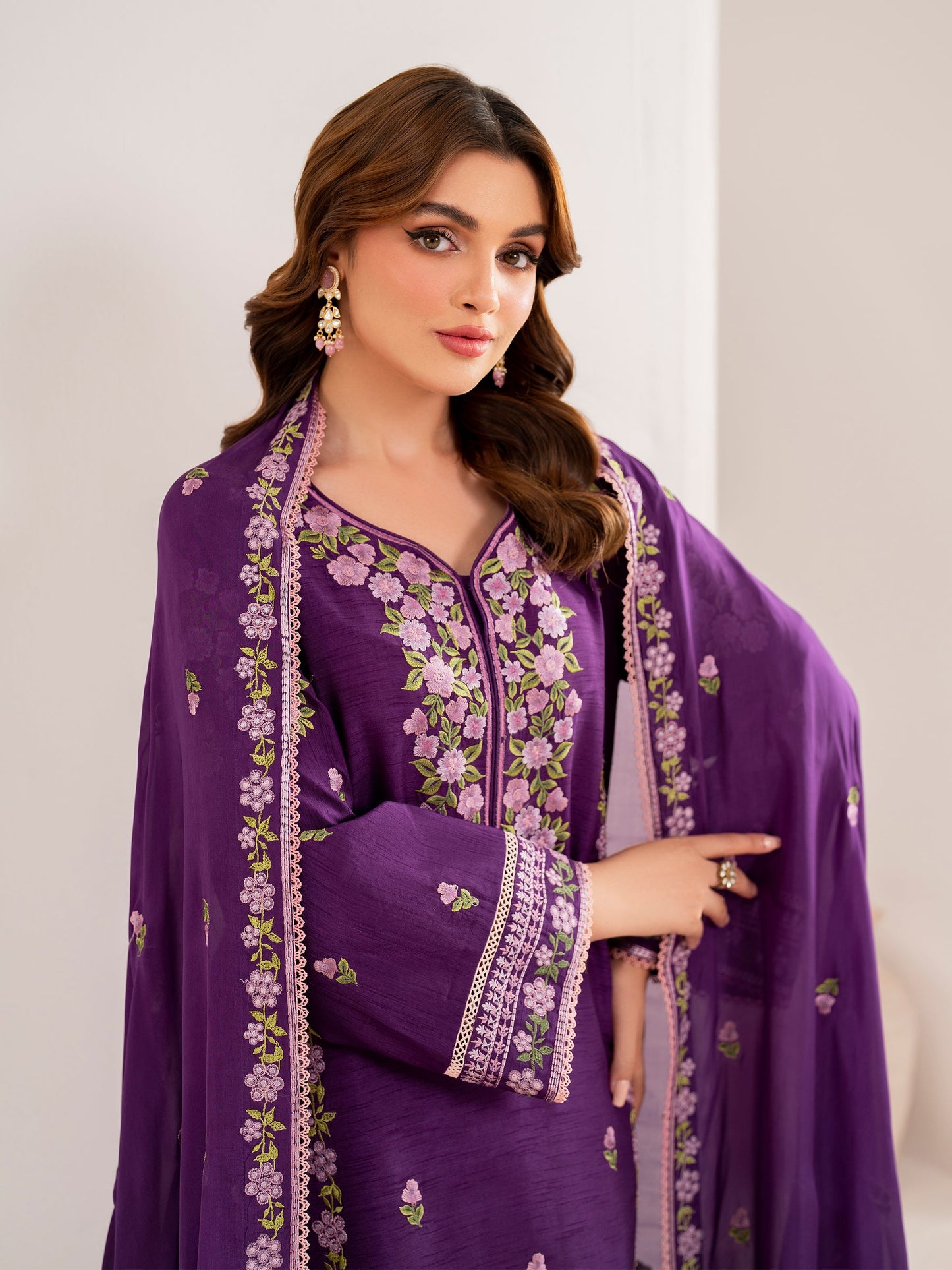 BrandsInn-3PC LAWN EMBROIDERED SHIRT WITH CHIFFON EMBROIDERED DUPATTA AND TROUSER-BI-108