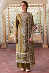 BrandsInn-3PC DHANAK EMBROIDERED SHIRT WITH DHANAK EMBROIDERED SHAWL & TROUSER-BI-4175