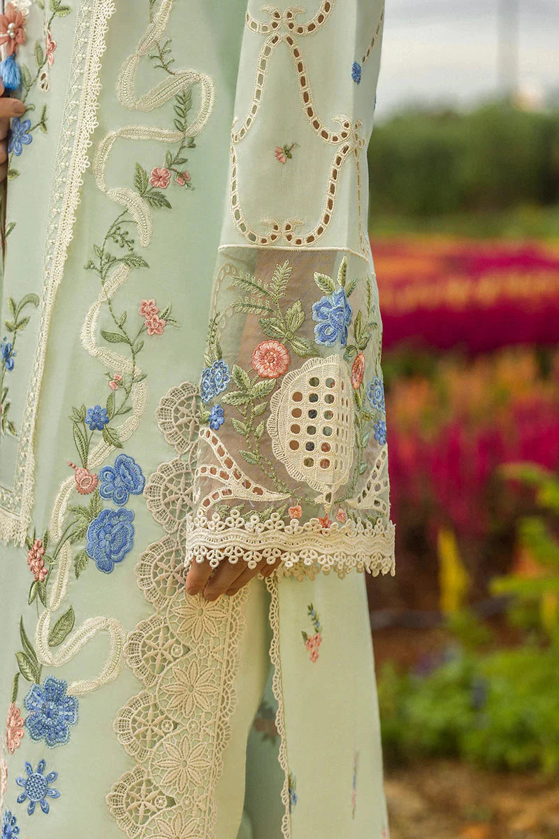 BrandsInn-3PC DHANAK CHIKAN EMBROIDERED SHIRT WITH COURTRAI WOOL PRINTED SHAWL AND TROUSER-BI-4247