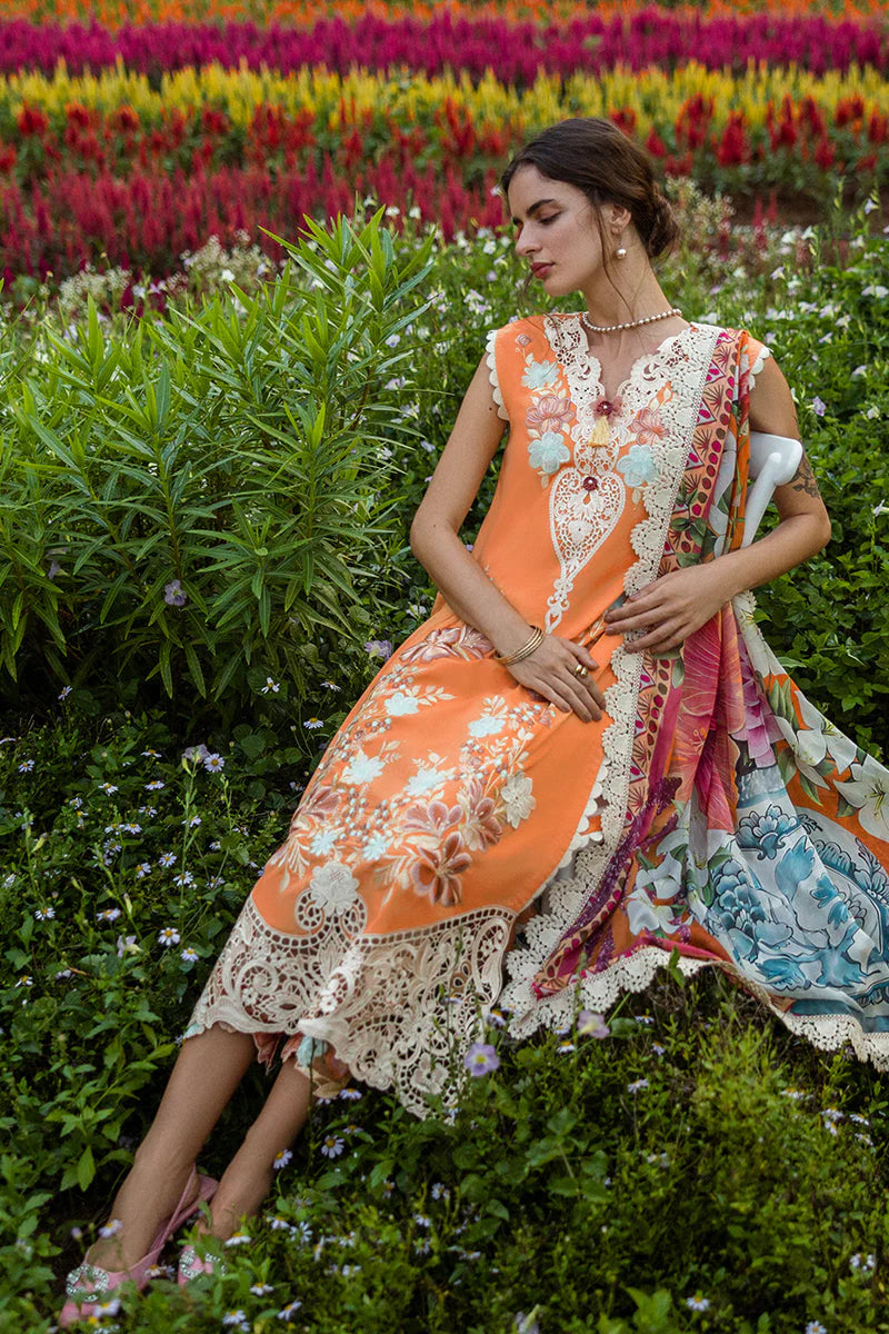 BrandsInn-3PC LAWN EMBROIDERED SHIRT WITH CHIFFON PRINT DUPATTA & TROUSER-BI-362