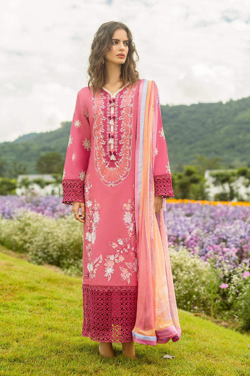 BrandsInn-3PC LAWN EMBROIDERED SHIRT WITH CHIFFON PRINT DUPATTA & TROUSER-BI-356