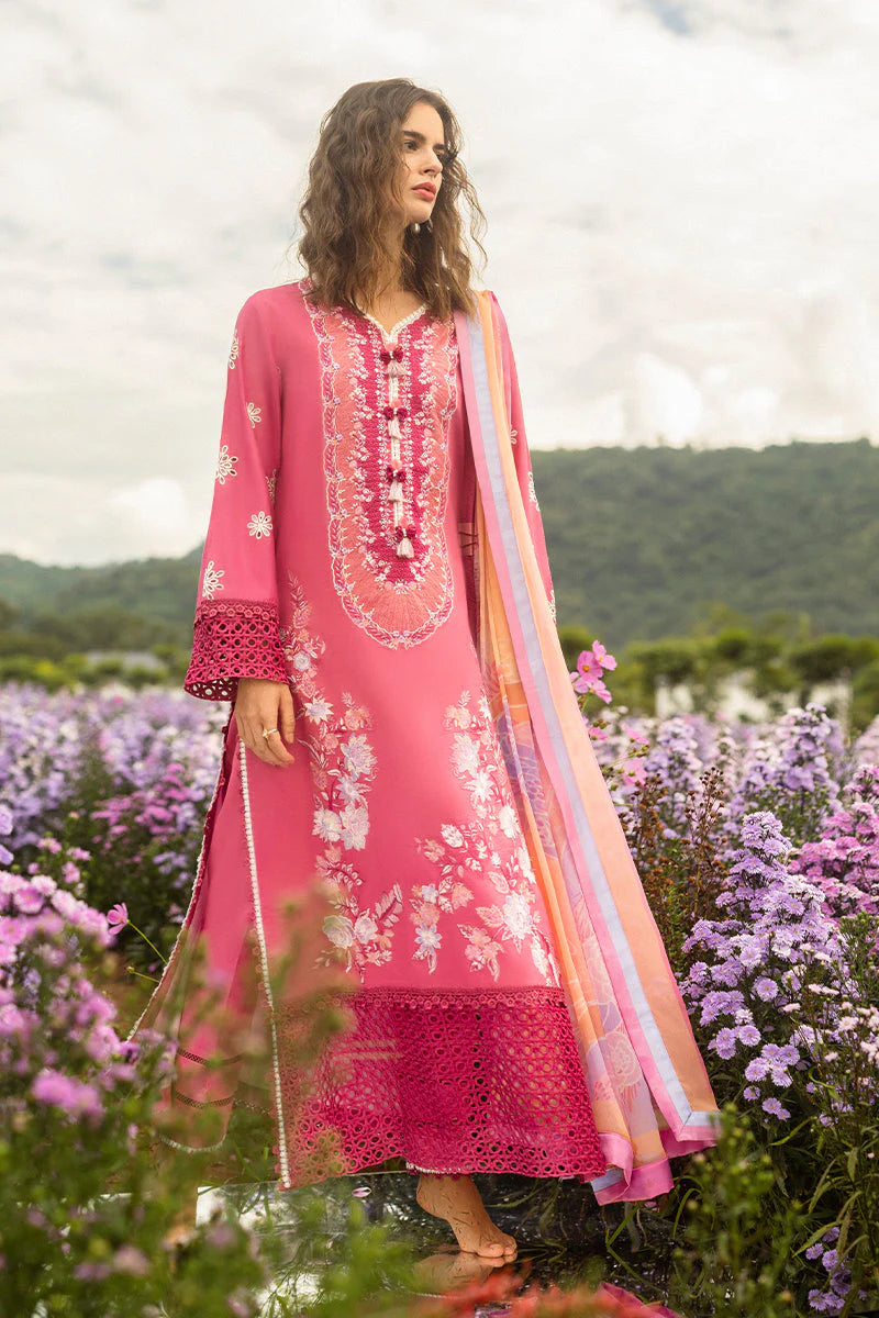 BrandsInn-3PC LAWN EMBROIDERED SHIRT WITH CHIFFON PRINT DUPATTA & TROUSER-BI-356
