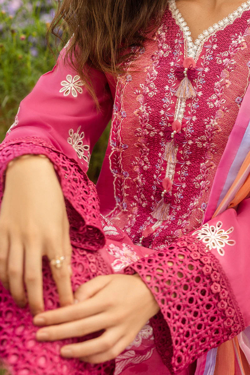 BrandsInn-3PC LAWN EMBROIDERED SHIRT WITH CHIFFON PRINT DUPATTA & TROUSER-BI-356