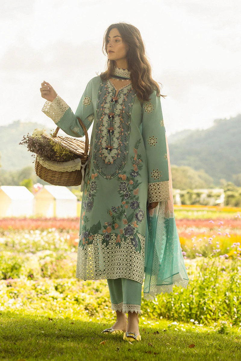 BrandsInn-3PC LAWN EMBROIDERED SHIRT WITH MONARK PRINT DUPATTA AND TROUSER-BI-339