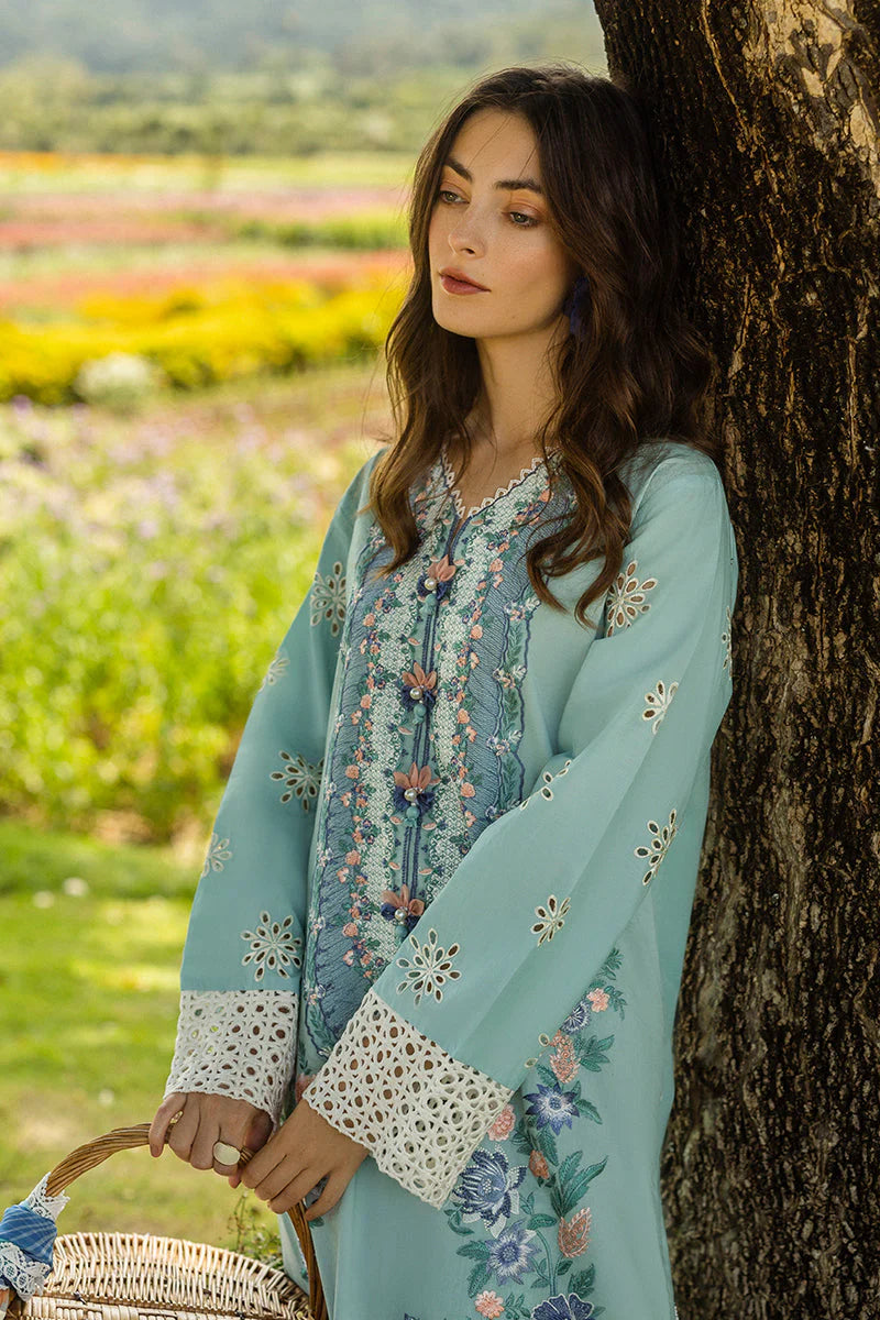 BrandsInn-3PC LAWN EMBROIDERED SHIRT WITH MONARK PRINT DUPATTA AND TROUSER-BI-339