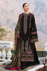 BrandsInn-3PC DHANAK EMBROIDERED SHIRT WITH COURTRAI PRINTED SHAWL AND TROUSER-BI-4261
