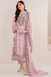 BrandsInn-3PC LAWN EMBROIDERED SHIRT WITH LAWN EMBROIDERED DUPATTA AND TROUSER-BI-4713