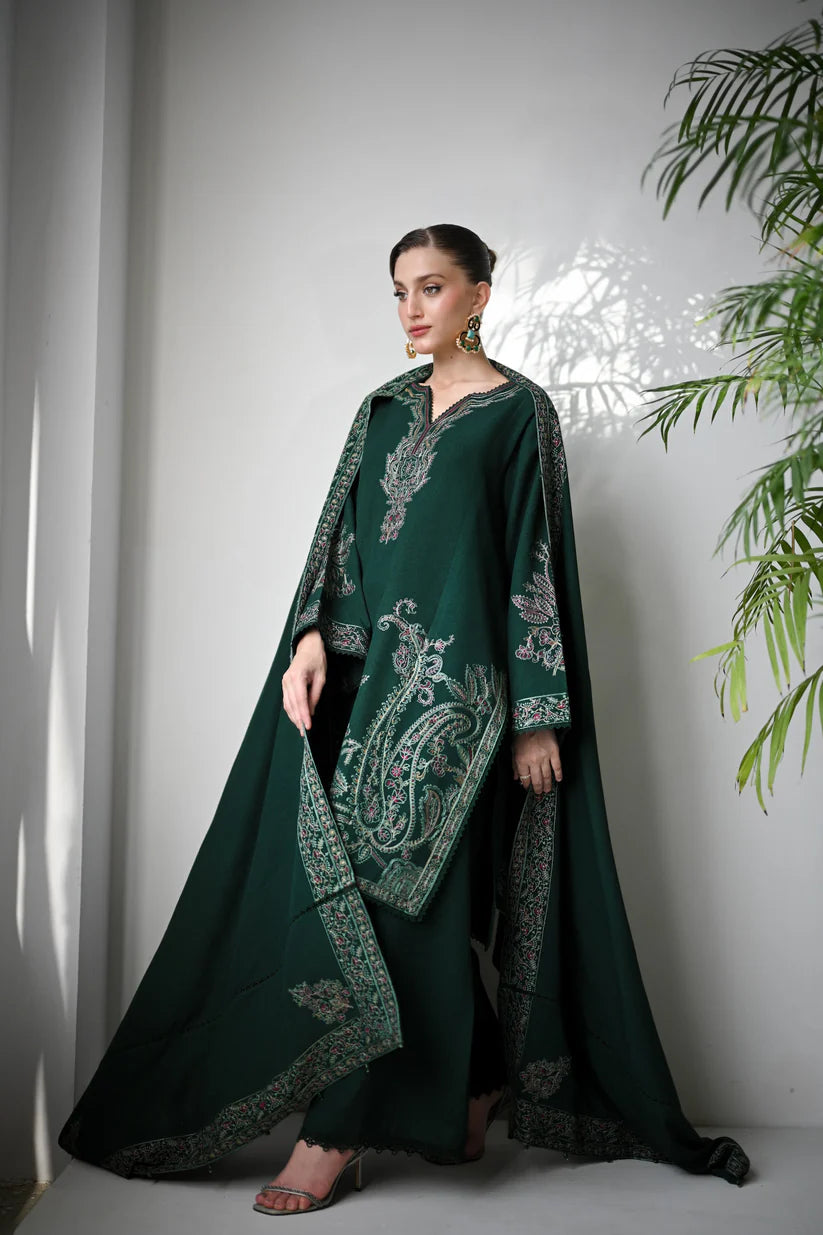 BrandsInn-3PC DHANAK EMBROIDERED SHIRT WITH DHANAK EMBROIDERED SHAWL & TROUSER-BI-4136