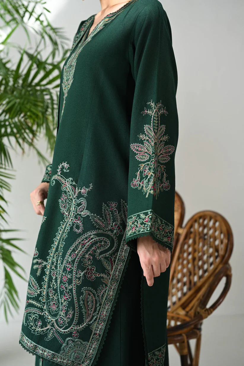 BrandsInn-3PC DHANAK EMBROIDERED SHIRT WITH DHANAK EMBROIDERED SHAWL & TROUSER-BI-4136