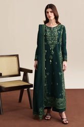 BrandsInn-3PC KARANDI EMBROIDERED SHIRT WITH KARANDI EMBROIDERED SHAWL AND TROUSER-BI-5315