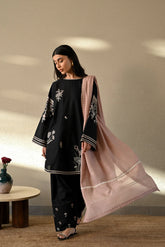 BrandsInn-3PC DHANAK EMBROIDERED SHIRT WITH MUNARK EMBROIDERED DUPATTA AND TROUSER-BI-4406