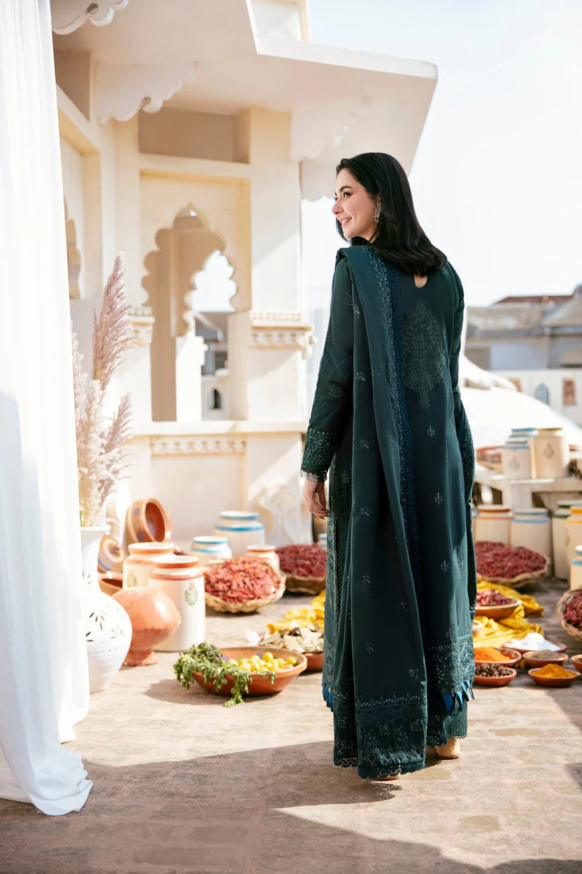 BrandsInn-3PC DHANAK EMBROIDERED SHIRT WITH DHANAK EMBROIDERED SHAWL & TROUSER-BI-4127