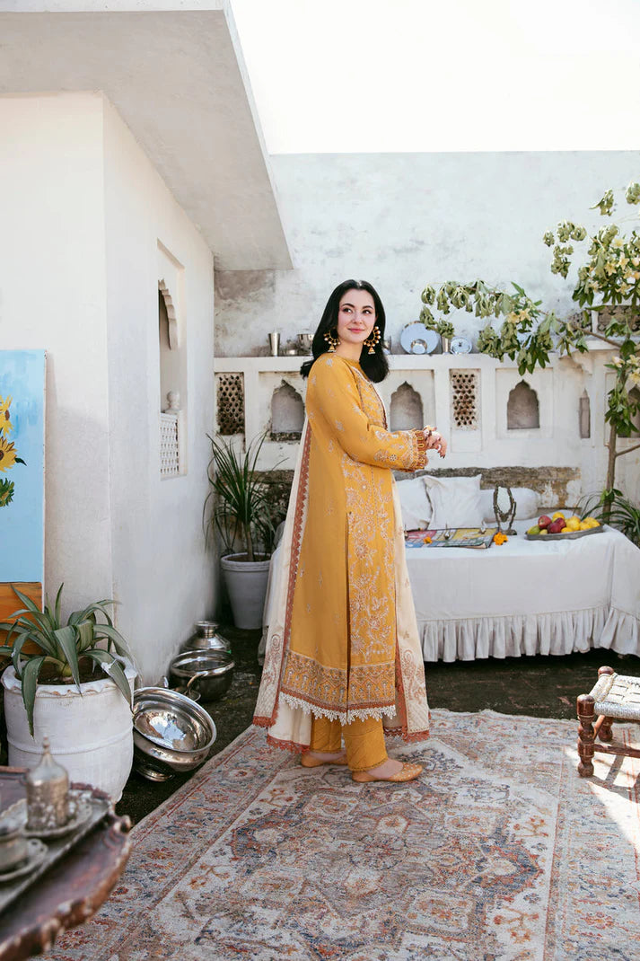 BrandsInn-3PC DHANAK EMBROIDERED SHIRT WITH DHANAK EMBROIDERED SHAWL AND TROUSER-BI-4139