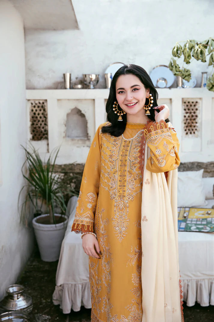BrandsInn-3PC DHANAK EMBROIDERED SHIRT WITH DHANAK EMBROIDERED SHAWL AND TROUSER-BI-4139