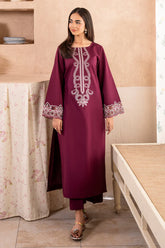 BrandsInn-2PC DHANAK EMBROIDERED SHIRT WITH DHANAK TROUSER-BI-4067