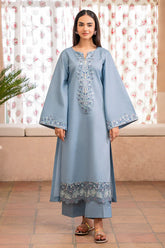 BrandsInn-2PC DHANAK EMBROIDERED SHIRT WITH DHANAK TROUSER-BI-4130