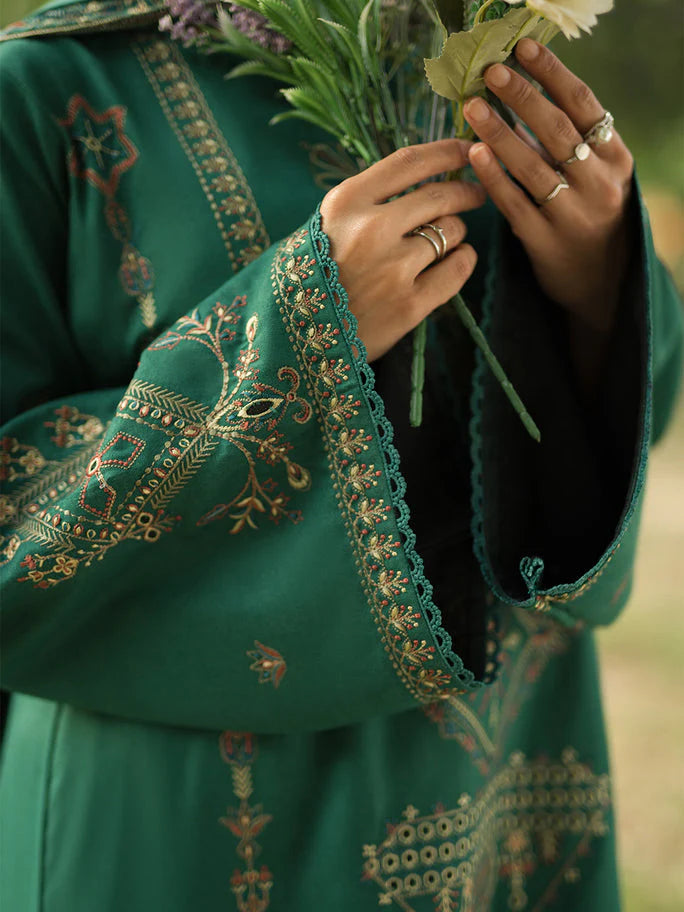 BrandsInn-3PC DHANAK EMBROIDERED SHIRT WITH DHANAK EMBROIDERED SHAWL AND TROUSER-BIC-4008