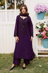 BrandsInn-3PC DHANAK EMBROIDERED SHIRT WITH CHIFFON EMBROIDERED DUPATTA AND EMB TROUSER -BI-5170