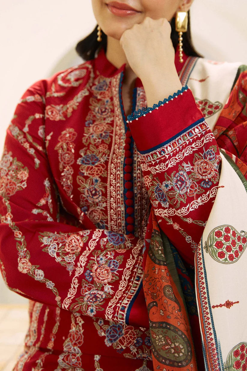 BrandsInn-3PC LAWN EMBROIDERED SHIRT WITH MONARK PRINT DUPATTA AND EMB TROUSER-BI-171