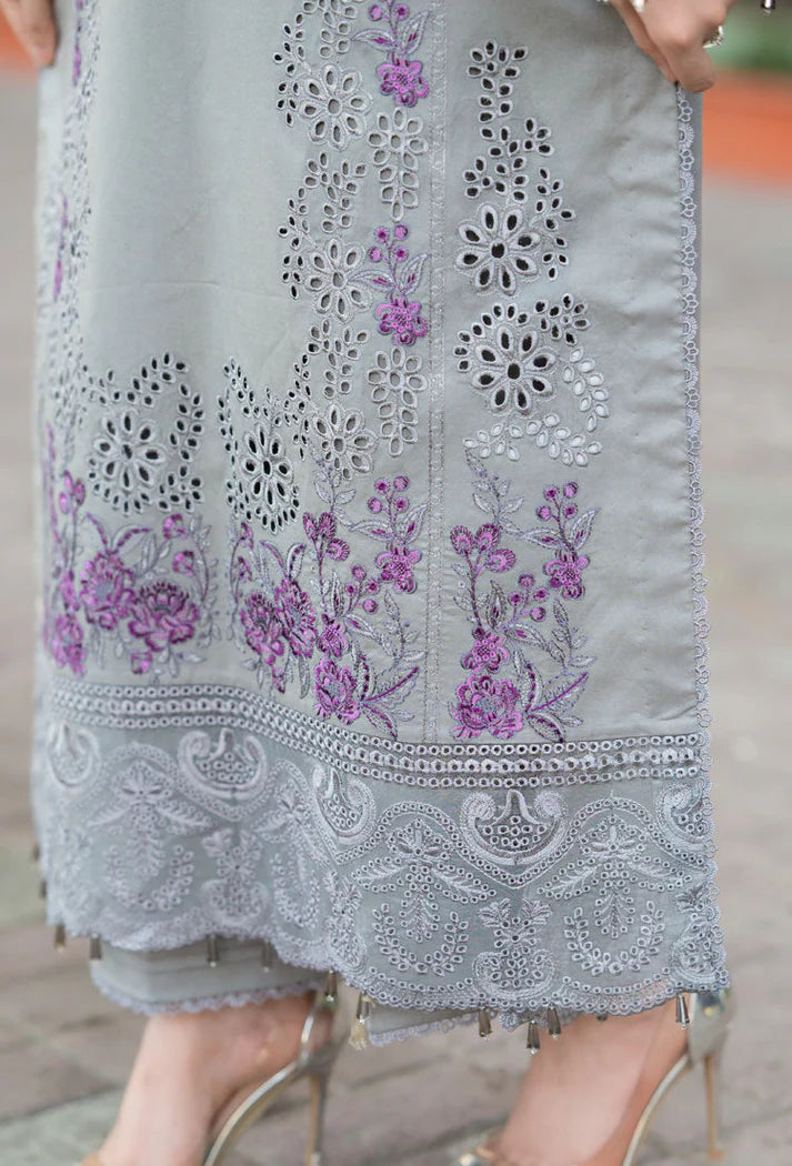 BrandsInn-3PC DHANAK EMBROIDERED SHIRT WITH DHANAK SHAWL AND TROUSER-BI-4137
