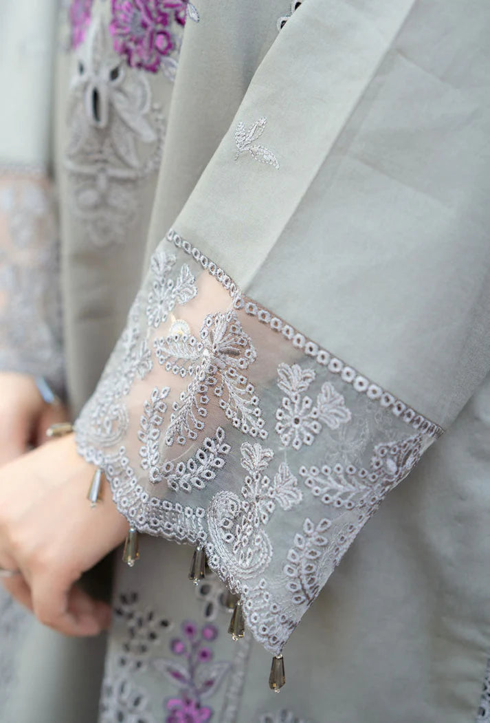 BrandsInn-3PC DHANAK EMBROIDERED SHIRT WITH DHANAK SHAWL AND TROUSER-BI-4137