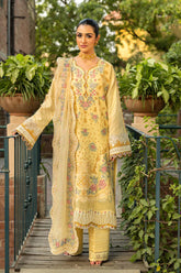 BrandsInn-3PC LAWN EMBROIDERED SHIRT WITH KHAADI NET EMBROIDERED DUPATTA AND TROUSER -BI-4657