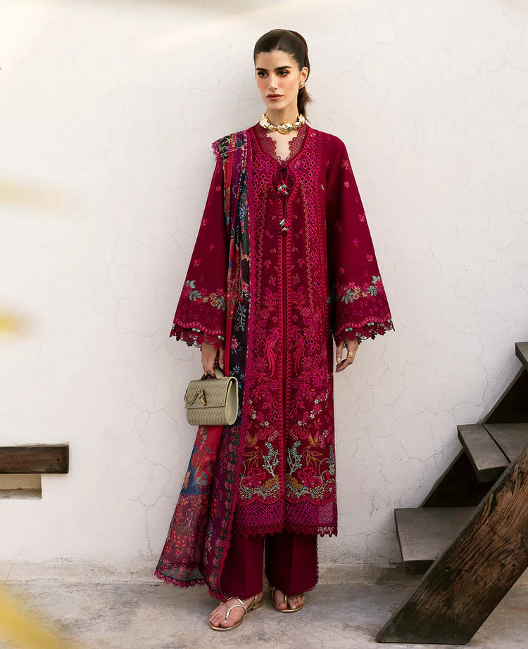 BrandsInn-3PC DHANAK EMBROIDERED SHIRT WITH COURTRAI PRINTED SHAWL & DHANAK TOUSER-BI-4278