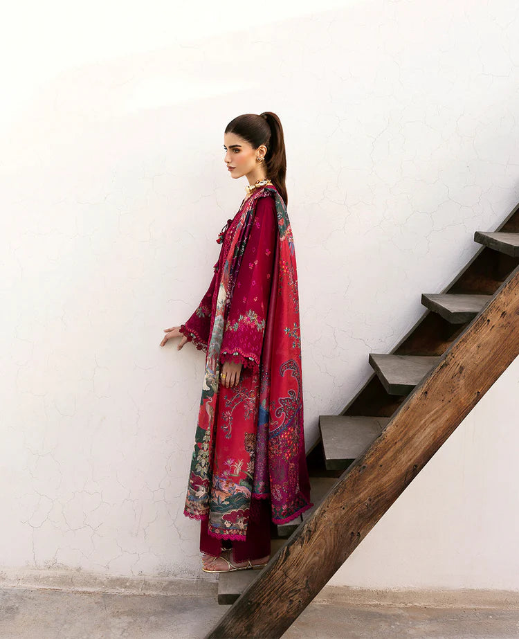 BrandsInn-3PC DHANAK EMBROIDERED SHIRT WITH COURTRAI PRINTED SHAWL & DHANAK TOUSER-BI-4278