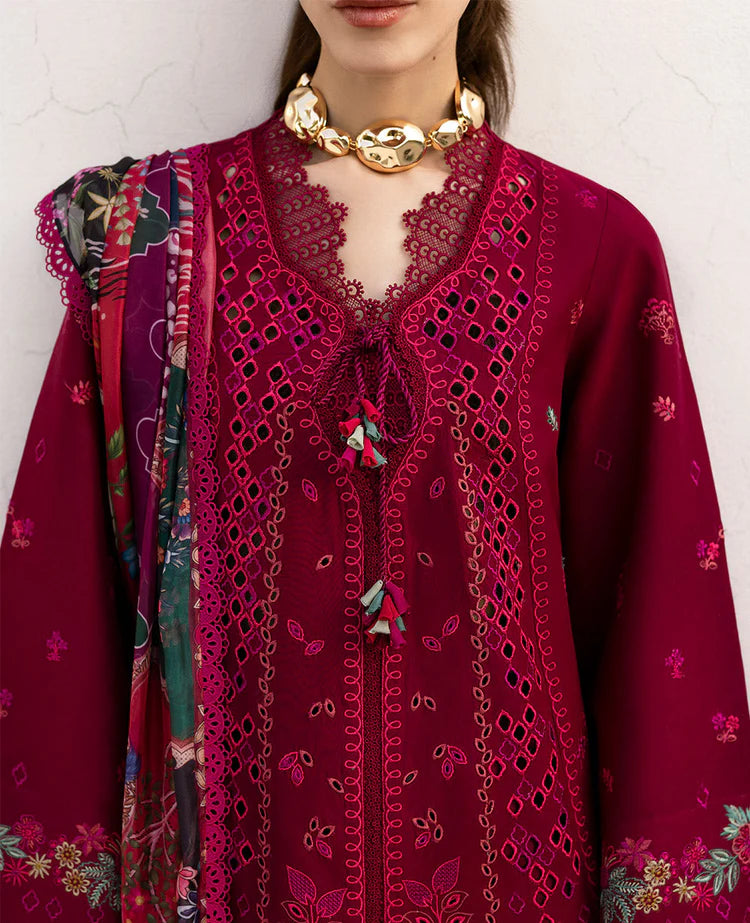 BrandsInn-3PC DHANAK EMBROIDERED SHIRT WITH COURTRAI PRINTED SHAWL & DHANAK TOUSER-BI-4278
