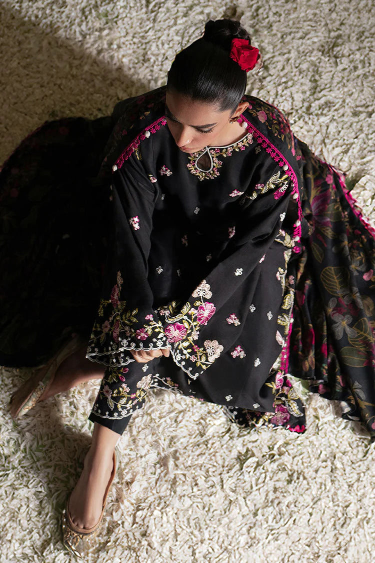 BrandsInn-3PC DHANAK EMBROIDERED SHIRT WITH COURTRAI PRINTED SHAWL AND TROUSER BI-4276