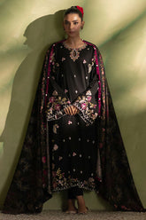 BrandsInn-3PC DHANAK EMBROIDERED SHIRT WITH COURTRAI PRINTED SHAWL AND TROUSER BI-4276