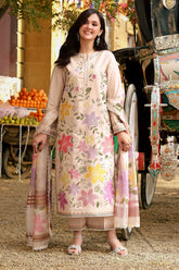 BrandsInn-3PC LAWN EMBROIDERED SHIRT WITH KHAADI NET PRINTED DUPATTA & EMB TROUSER-BI-4783