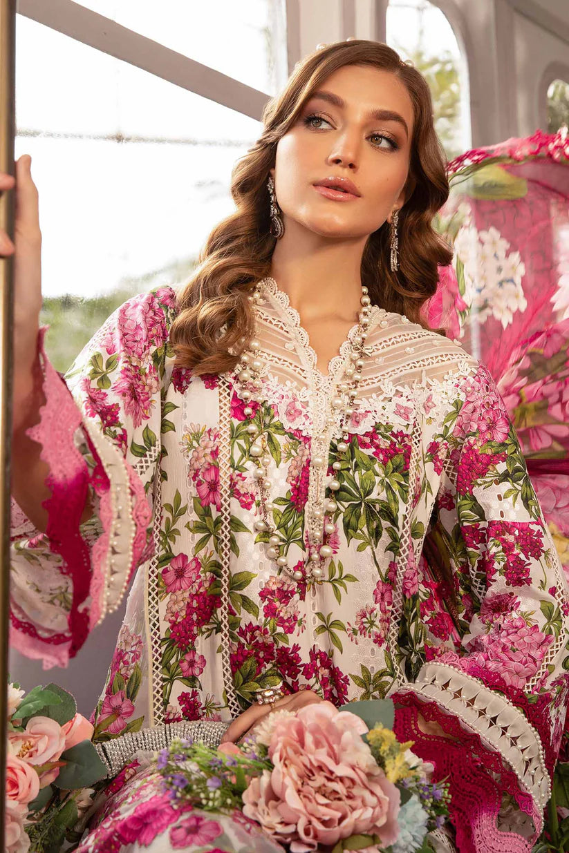 BrandsInn-3PC LAWN PRINTED EMB SHIRT WITH CHIFFON PRINT DUPATTA AND PRINT TROUSER-BI-422