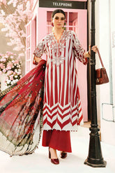 BrandsInn-3PC LAWN EMBROIDERED PRINTED SHIRT WITH CHIFFON PRINT DUPATTA AND PRINT TROUSER-BI-334