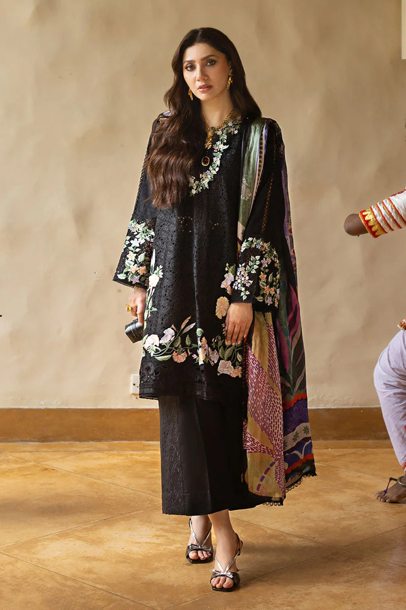 BrandsInn-3PC LAWN EMBROIDERED SHIRT WITH MONARK PRINT DUAPATTA AND TROUSER-BI-285