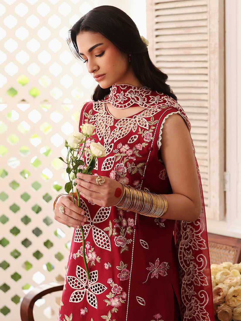 BrandsInn-3PC LAWN EMBROIDERED SHIRT WITH MONARK EMBROIDERED DUAPATTA AND TROUSER-BI-283
