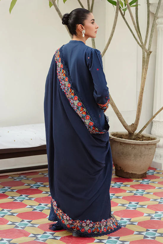 BrandsInn-3PC DHANAK EMBROIDERED SHIRT WITH DHANAK EMBROIDERED SHAWL AND TROUSER-BI-4275