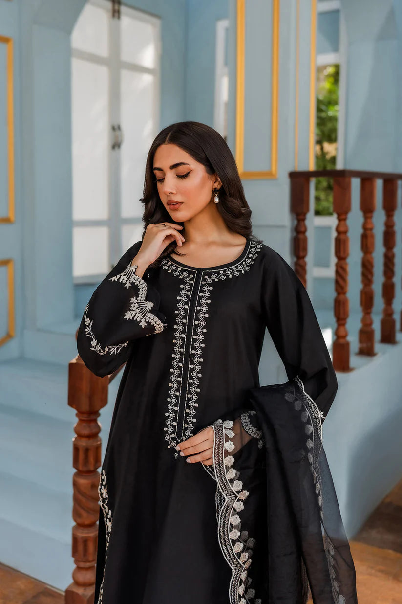 BrandsInn - 3PC DHANAK EMBROIDERED WITH ORGANZA EMBROIDERED DUPPATTA-BI-4079