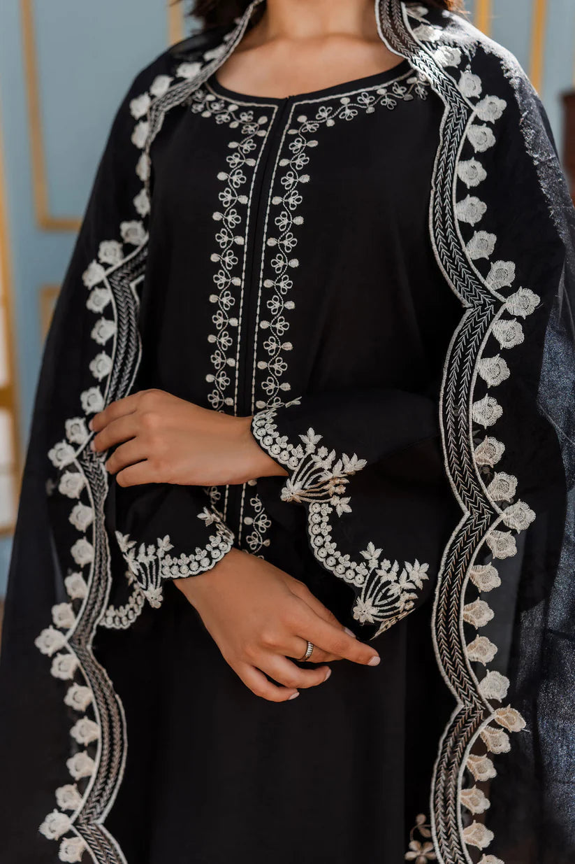 BrandsInn - 3PC DHANAK EMBROIDERED WITH ORGANZA EMBROIDERED DUPPATTA-BI-4079